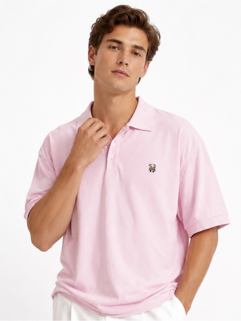 VSTR Premium Mens Pink Panda Logo Polo Shirt NWT XL Preppy Golf Country Club